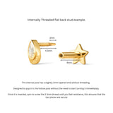 Rosalind 9k solid yellow gold zigzag flat back stud earring