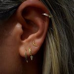Noir gold and black stone spike huggie hoop earring - Helix & Conch