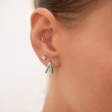 Laguna turquoise and white gold plated double hoop earring