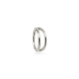 Anelli 9k medium solid white gold double band hinged segment earring