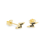 Baleno black and gold plated lightning bolt stud earring