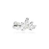 Couronne 14k solid white gold internally threaded flatback stud marquise earring
