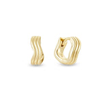 Curvas yellow gold plated wave huggie hoop earrings