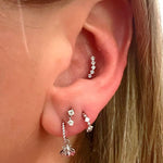 Trenza 14k solid white gold braided single hoop earring - Helix & Conch