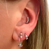 Trenza 14k solid white gold braided single hoop earring - Helix & Conch