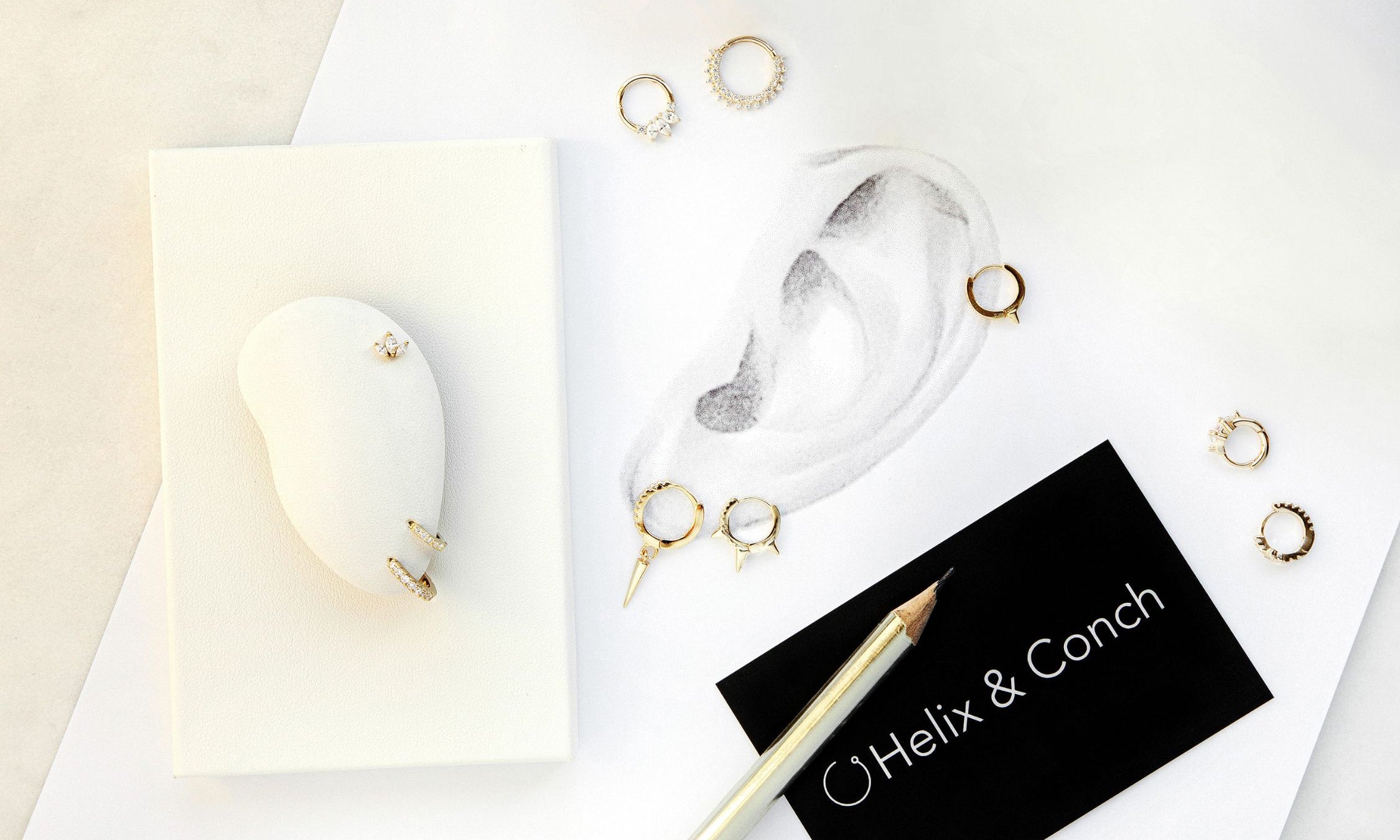 ear piercing design - Helix & Conch