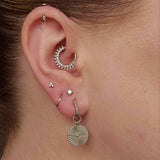 Ora 9k solid white gold double pavé jewelled hinged Daith single earring