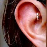 Tiare 9k medium solid white gold hinged hoop single earring with marquise cut crystals - Helix & Conch