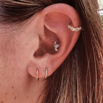 Trenza 14k solid yellow gold braided single hoop earring - Helix & Conch