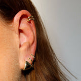Perla small gold plated beaded huggie hoop earring