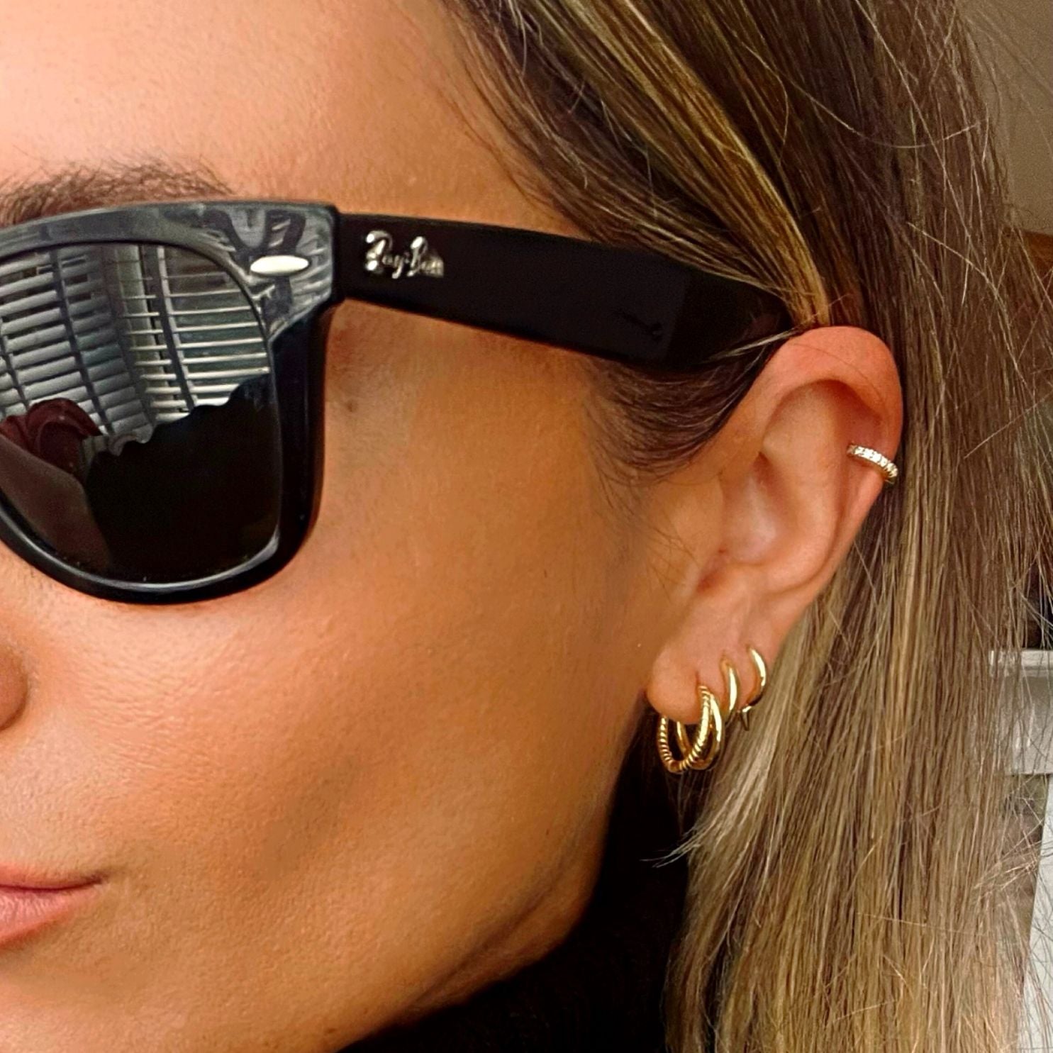 Melliza yellow gold illusion hoop earrings - Helix & Conch