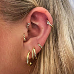 Perla gold beaded single tiny huggie - Helix & Conch