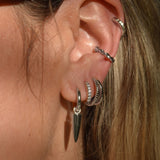 Eterna white gold plated single huggie hoop earring