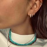 Azure gold plated turquoise tiny huggie hoop earring