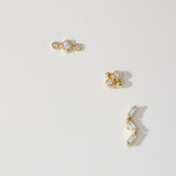 Leia 9k solid yellow gold linear 3 crystal flat back stud earring