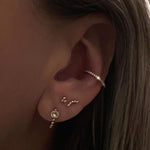 Rizo large 9k solid yellow gold pavé eternity hinge earring for conch - Helix & Conch