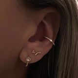 Rizo large 9k solid yellow gold pavé eternity hinge earring for conch - Helix & Conch