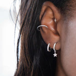 Rizo large 9k solid white gold pavé eternity hinge earring for conch - Helix & Conch