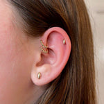 Perla gold beaded single tiny huggie - Helix & Conch