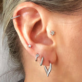 Forcella white gold plated wishbone hoop earring - Helix & Conch