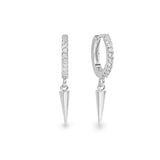 Vertex white gold plated spike huggie hoop earrings