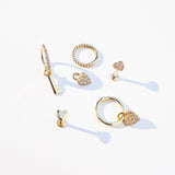 Clef single 9k solid yellow gold key charm - Helix & Conch