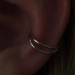 Anelli 9k solid white gold double band hinged segment single Conch earring - Helix & Conch