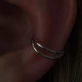 Anelli 9k solid white gold double band hinged segment single Conch earring - Helix & Conch