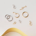 Ciclo medium 9k solid white gold hinged segment single earring - Helix & Conch