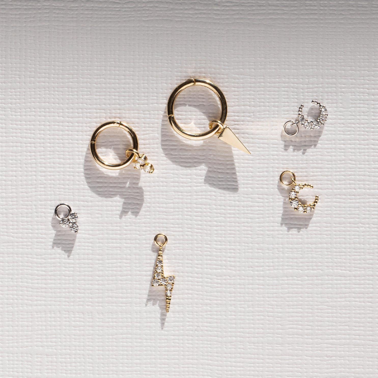 Ciclo medium 9k solid yellow gold hinged segment single earring - Helix & Conch