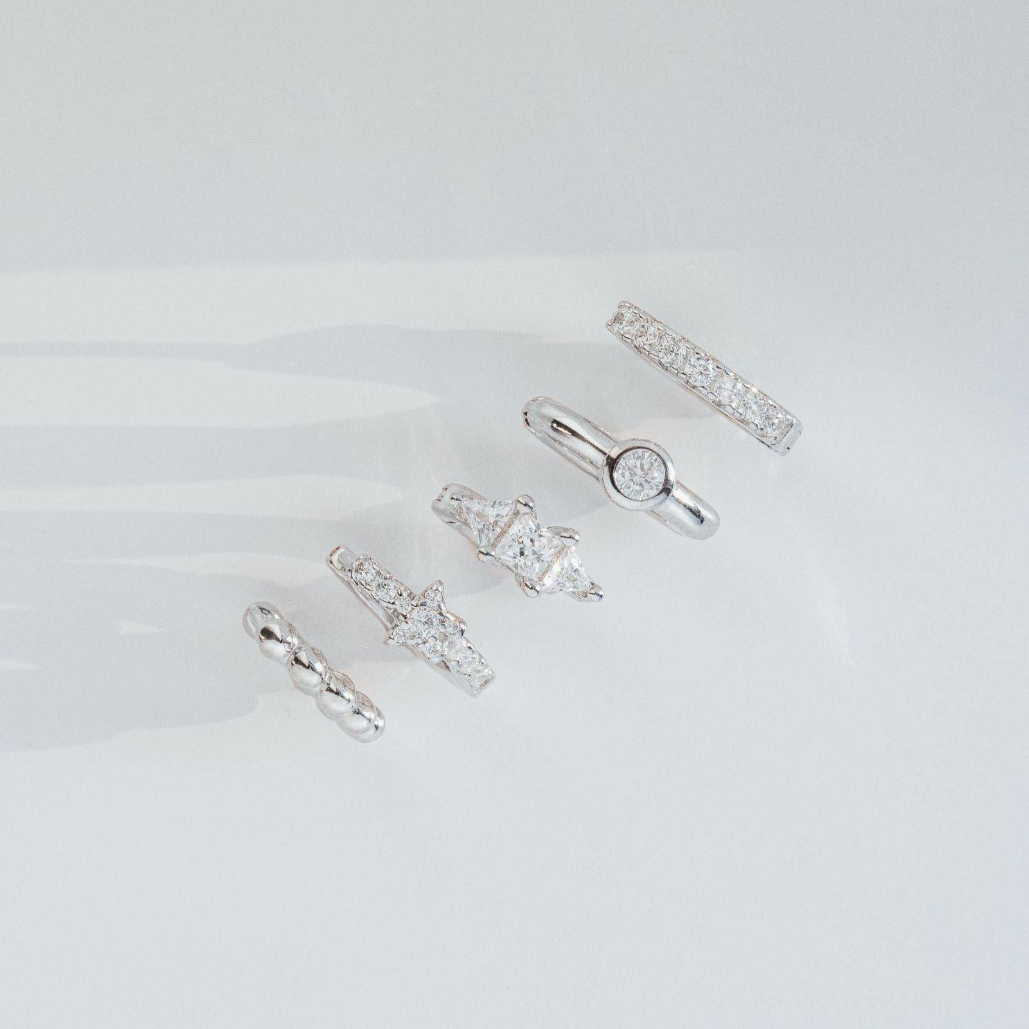 Eterna white gold single huggie hoop earring - Helix & Conch