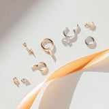 Flor single 9k solid white gold tiny 3 crystal charm for hinged segment earring - Helix & Conch