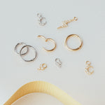 Flor single 9k solid yellow gold tiny 3 crystal charm for hinged segment earring - Helix & Conch