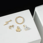 Clef single 9k solid yellow gold key charm - Helix & Conch