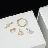 Clef single 9k solid yellow gold key charm - Helix & Conch