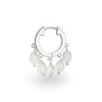 Hera white gold hoop freshwater pearl single earring - Helix & Conch