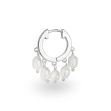 Hera white gold hoop freshwater pearl single earring - Helix & Conch