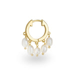 Hera yellow gold hoop freshwater pearl single earring - Helix & Conch