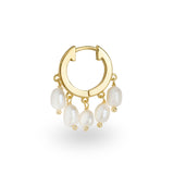 Hera yellow gold hoop freshwater pearl single earring - Helix & Conch
