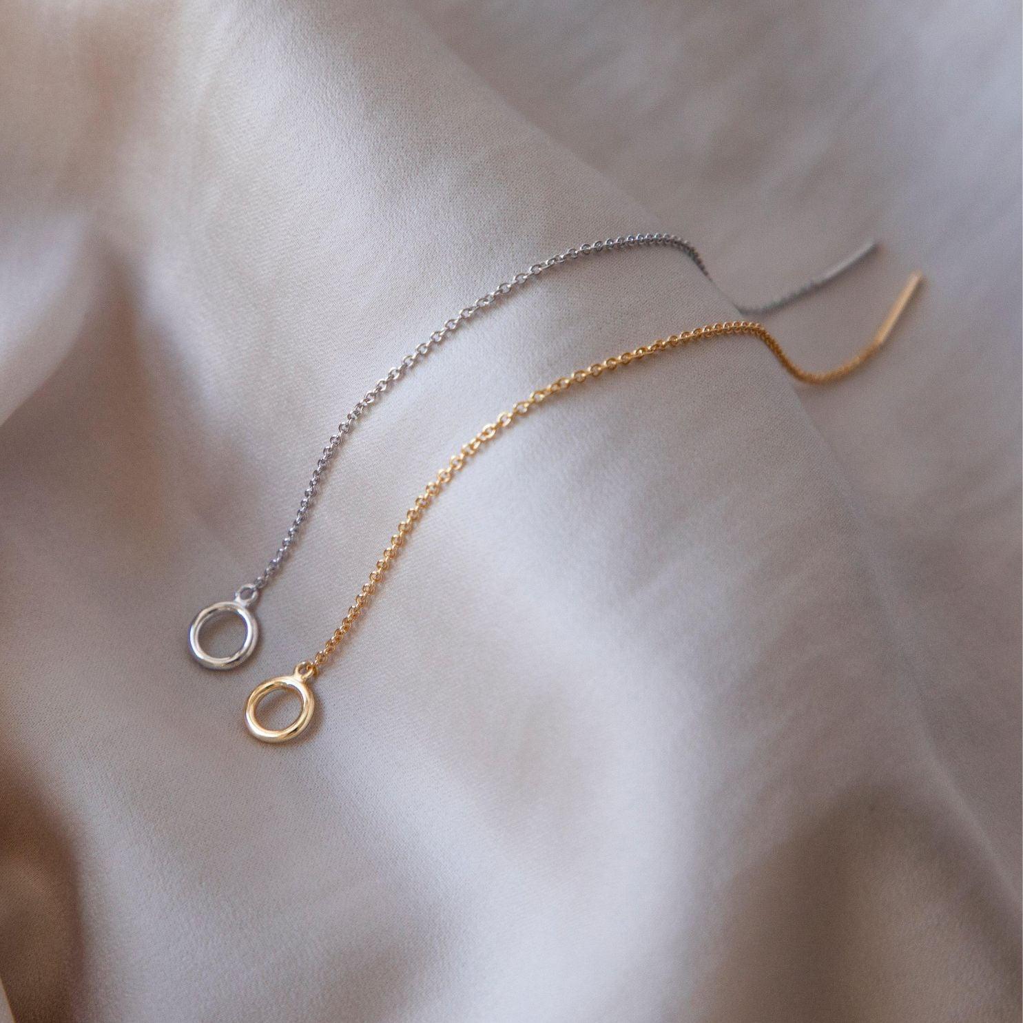 Hilo yellow gold single threader earring - Helix & Conch