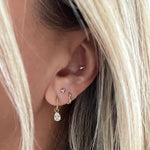 Trenza 14k solid yellow gold braided single hoop earring - Helix & Conch