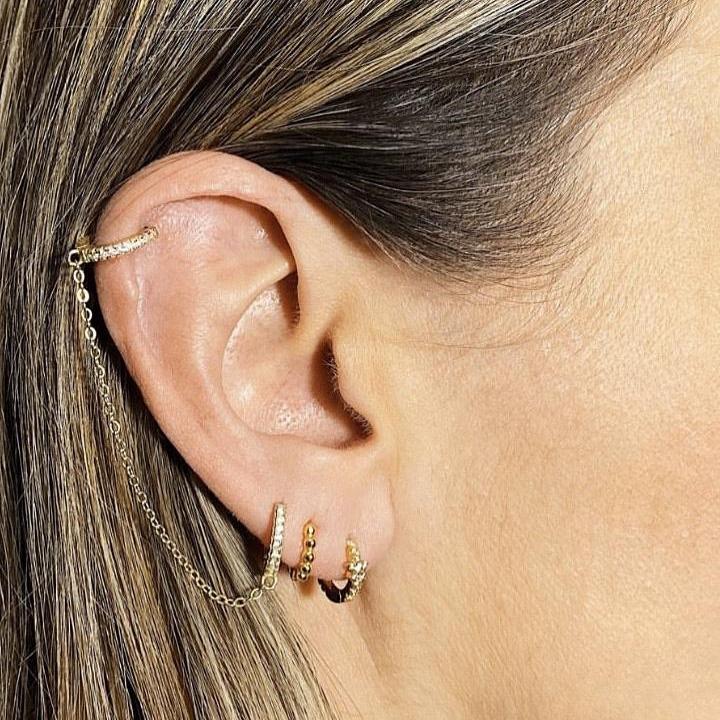 Manette dual piercing gold huggie - Helix & Conch