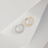 Ora 9k solid white gold double pavé jewelled hinged Daith single earring - Helix & Conch