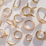 Ora 9k solid yellow gold double pavé jewelled hinged single Daith earring - Helix & Conch
