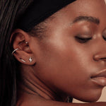 Rizo large 9k solid white gold pavé eternity hinge Conch single earring - Helix & Conch