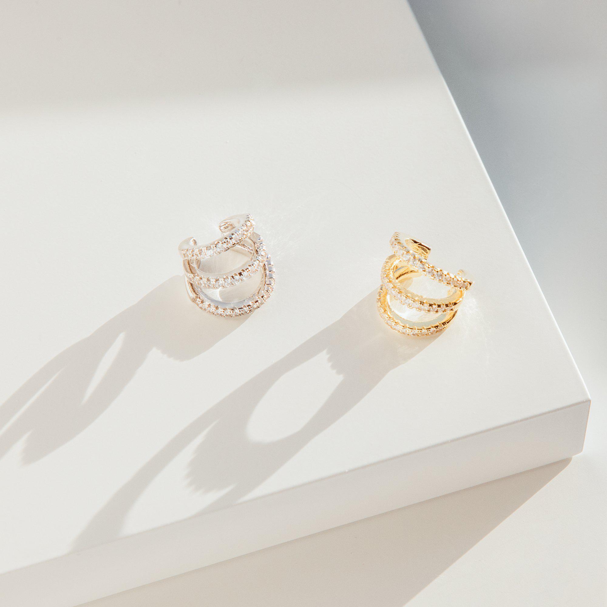 Stretta single silver ear cuff - Helix & Conch