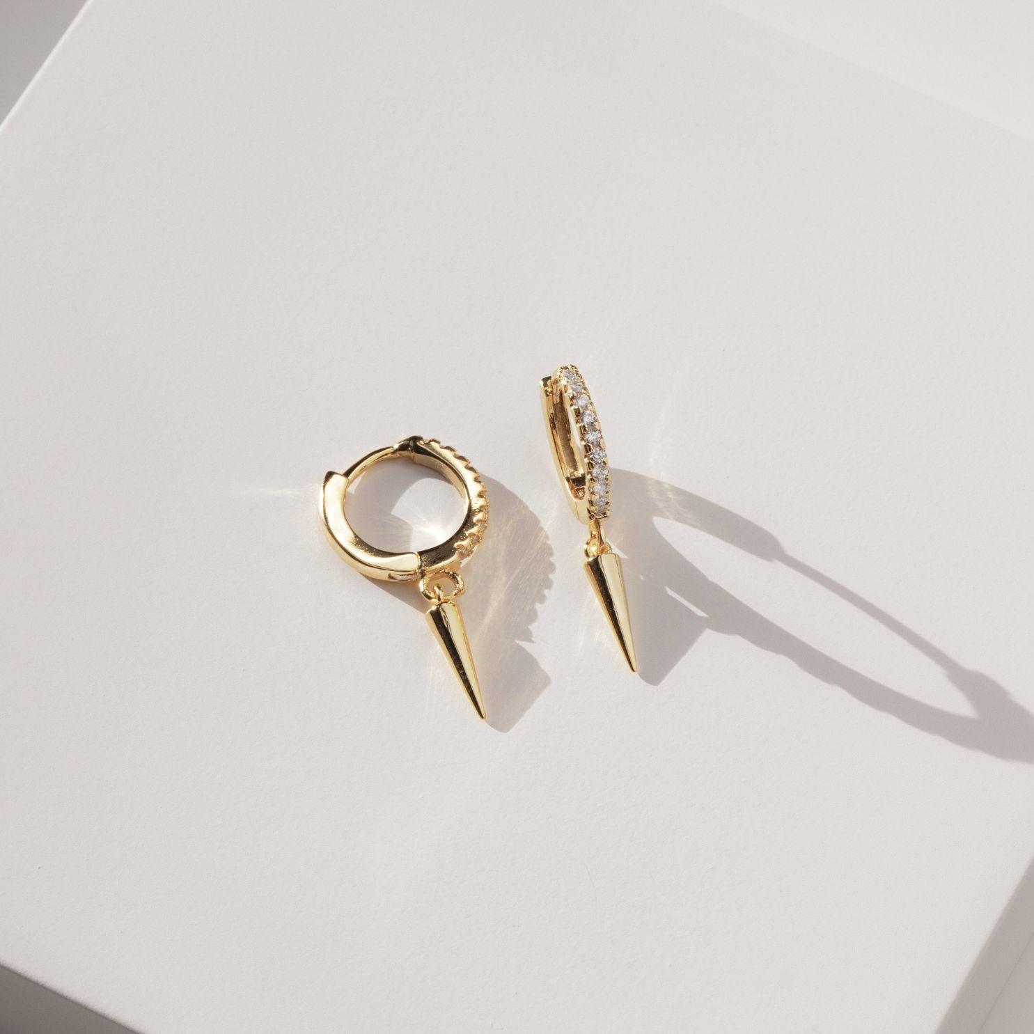 Vertex gold spike huggie hoop earring - Helix & Conch