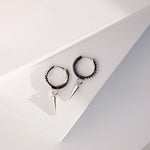 Vertex white gold spike huggie hoop earrings - Helix & Conch