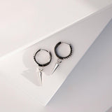 Vertex white gold spike huggie hoop earrings - Helix & Conch