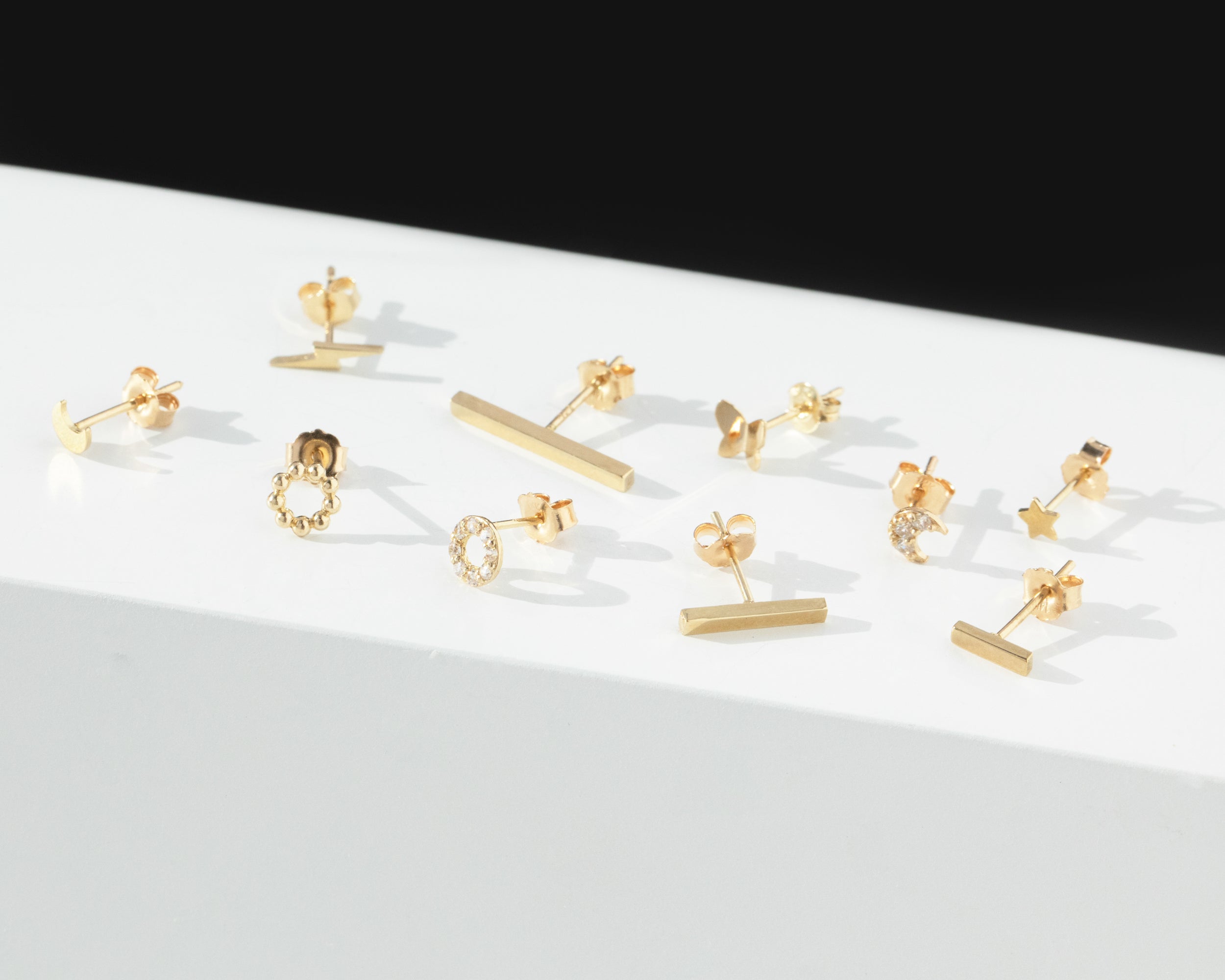 Solid Gold Butterfly Back Studs - Helix & Conch